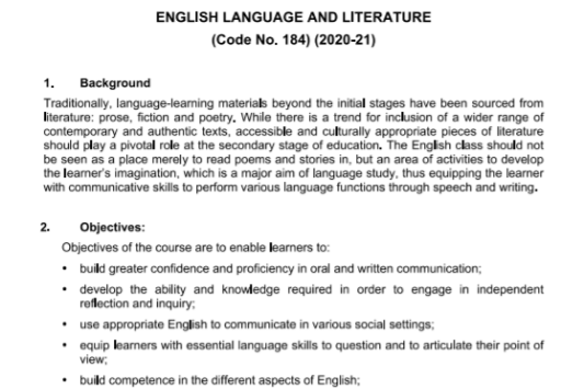 Download CBSE Class 10 English Syllabus